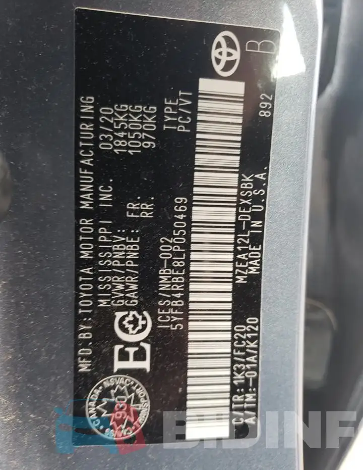 5YFB4RBE8LP050469 Photo# 13