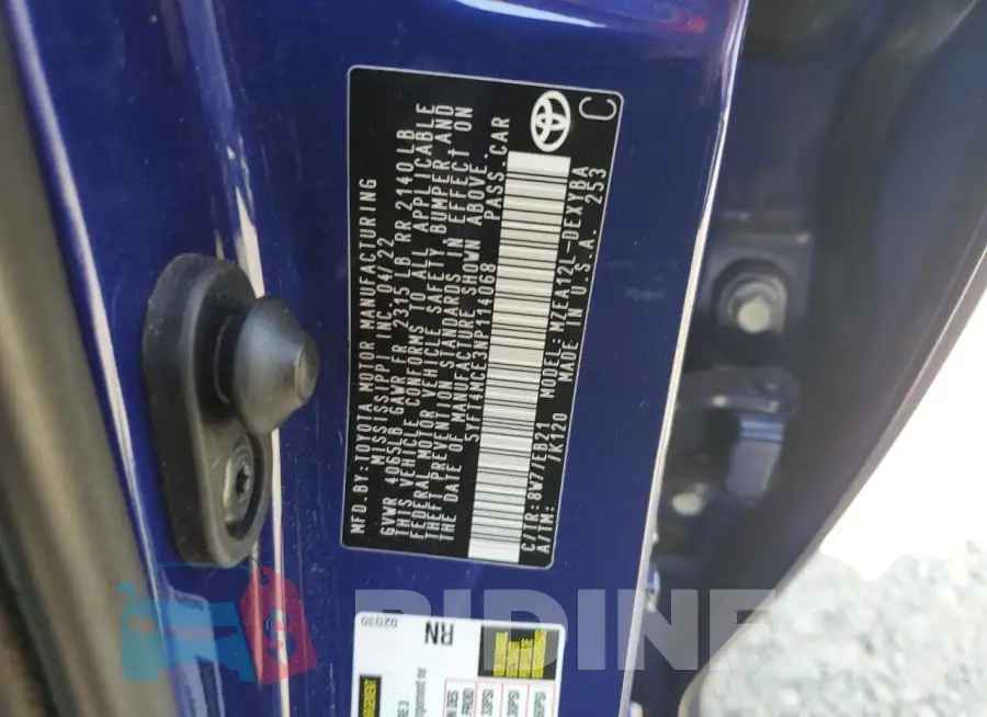 5YFT4MCE3NP114068 Photo# 13