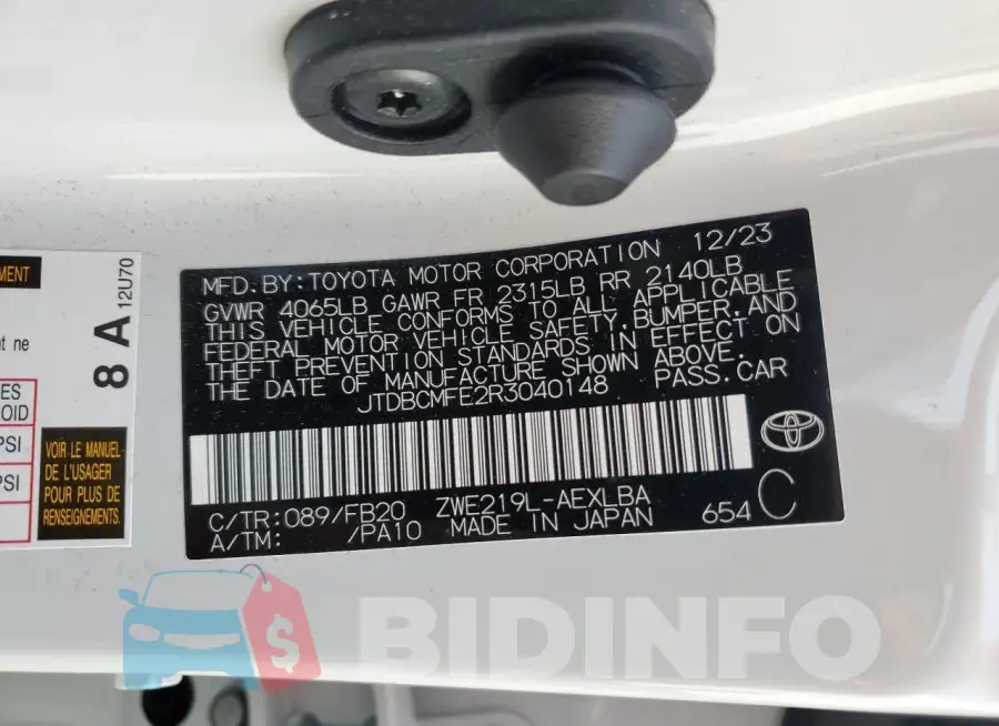 JTDBCMFE2R3040148 Photo# 13