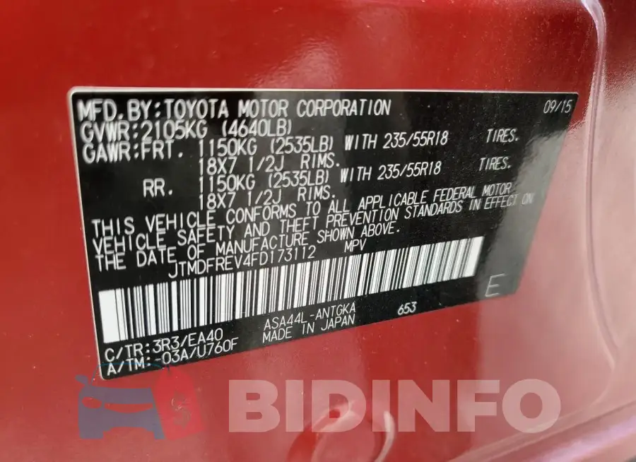 JTMDFREV4FD173112 Photo# 14