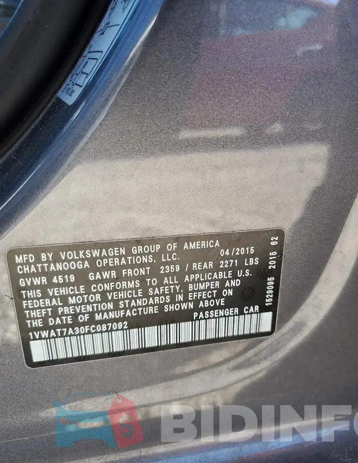 1VWAT7A30FC087092 Photo# 13