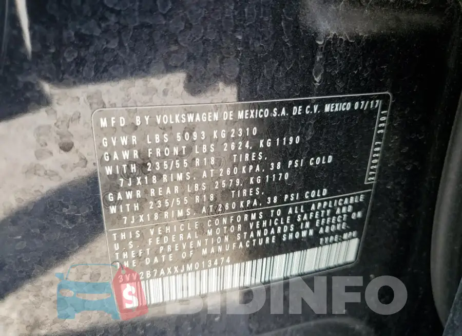 3VV2B7AXXJM013474 Photo# 12