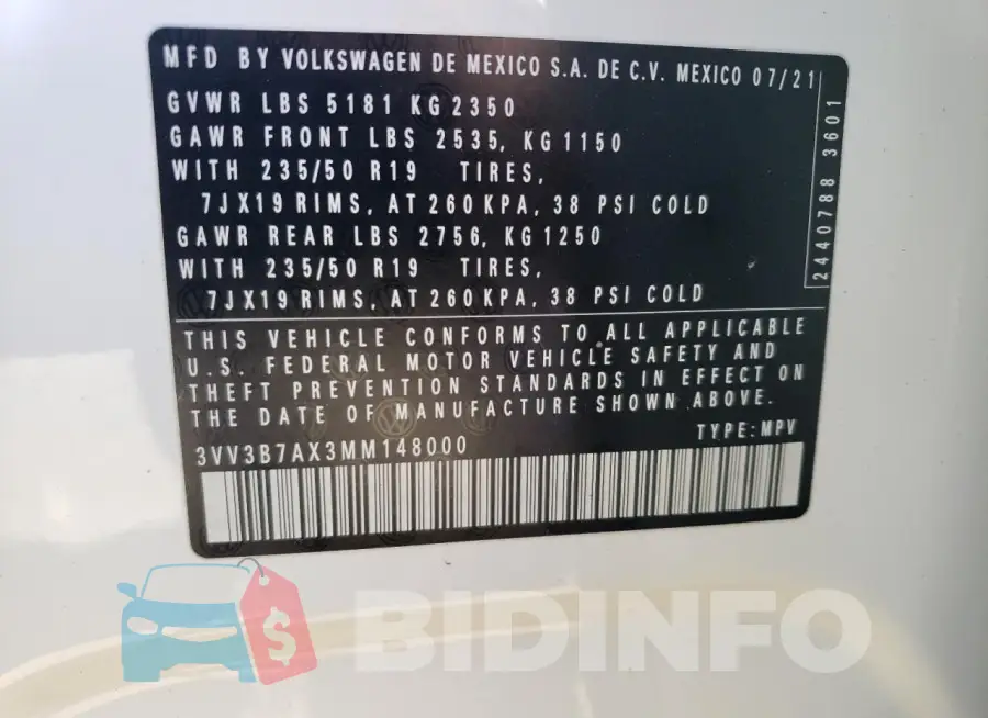 3VV3B7AX3MM148000 Photo# 13