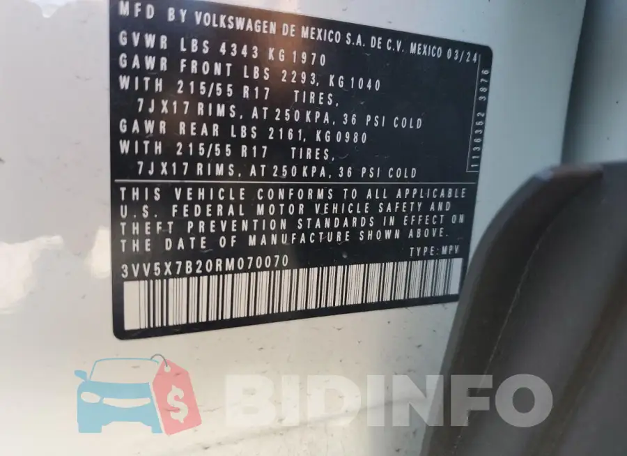 3VV5X7B20RM070070 Photo# 13