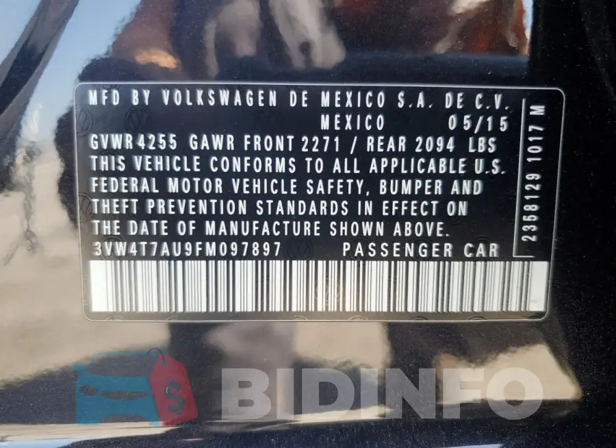 3VW4T7AU9FM097897 Photo# 12
