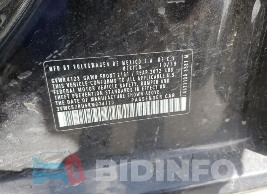 3VWC57BU5KM274170 Photo# 12
