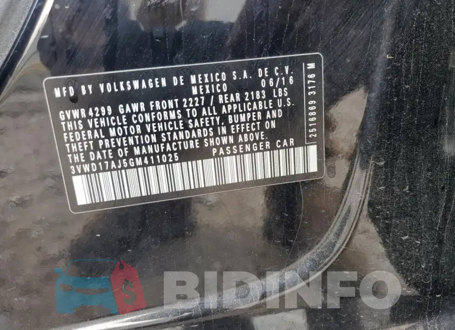 3VWD17AJ5GM411025 Photo# 12