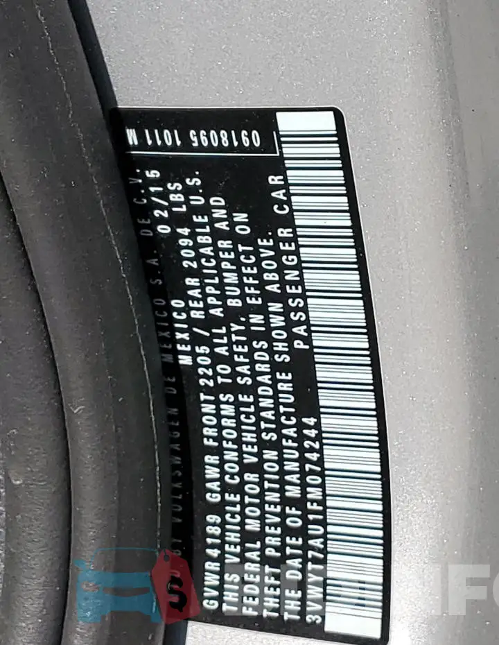 3VWYT7AU1FM074244 Photo# 12