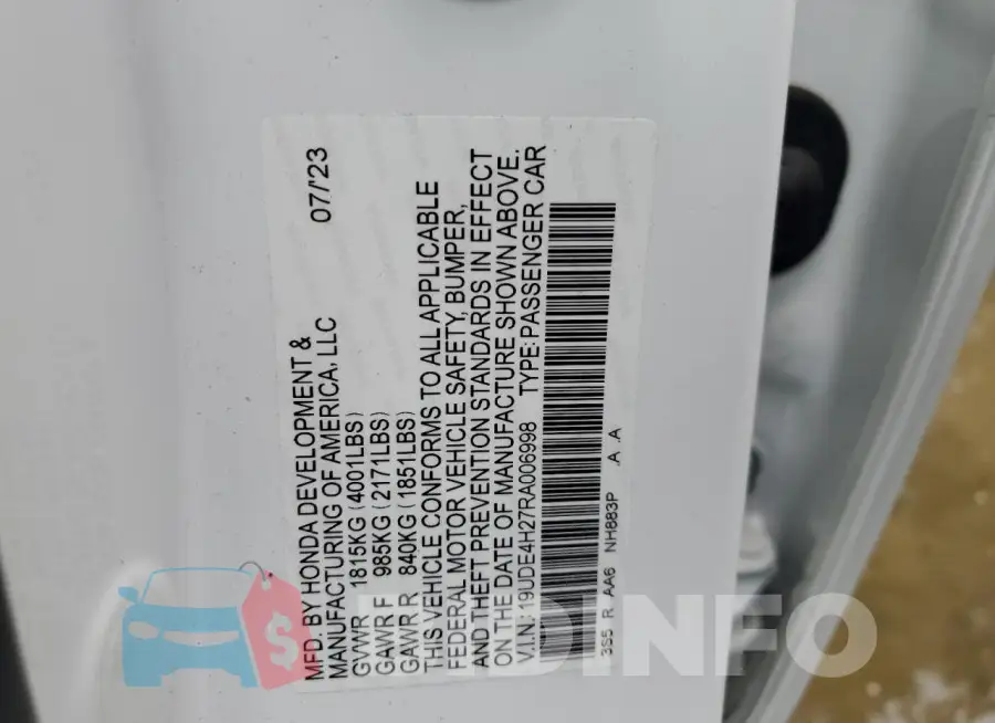 19UDE4H27RA006998 Photo# 12