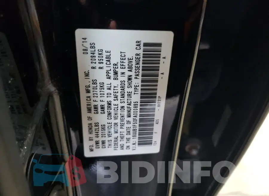 19UUB1F50FA000895 Photo# 12