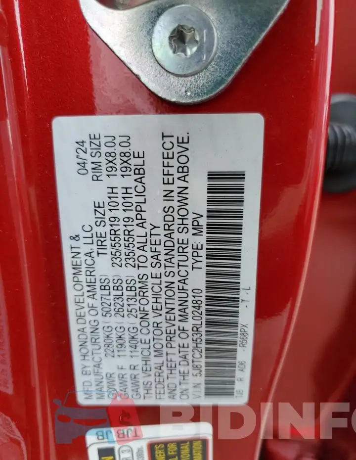 5J8TC2H53RL024810 Photo# 12