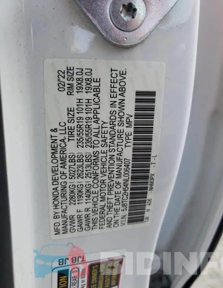 5J8TC2H54NL006407 Photo# 12