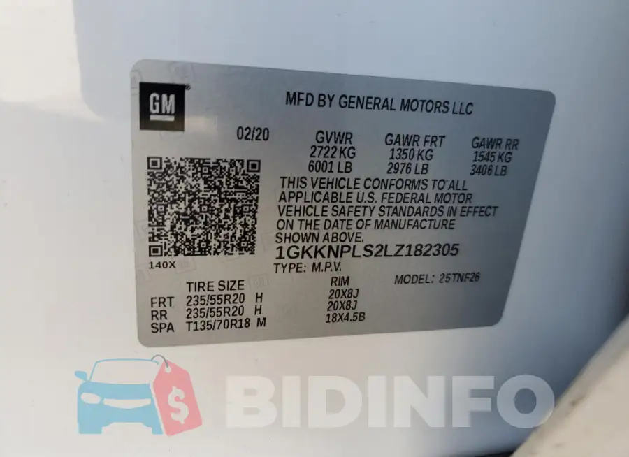 1GKKNPLS2LZ182305 Photo# 12