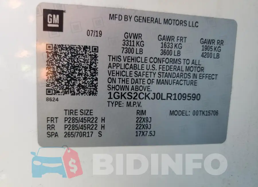 1GKS2CKJ0LR109590 Photo# 12