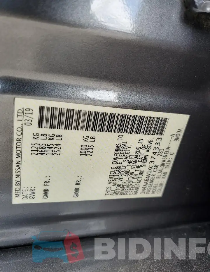 1N4AA6AV1KC374333 Photo# 12