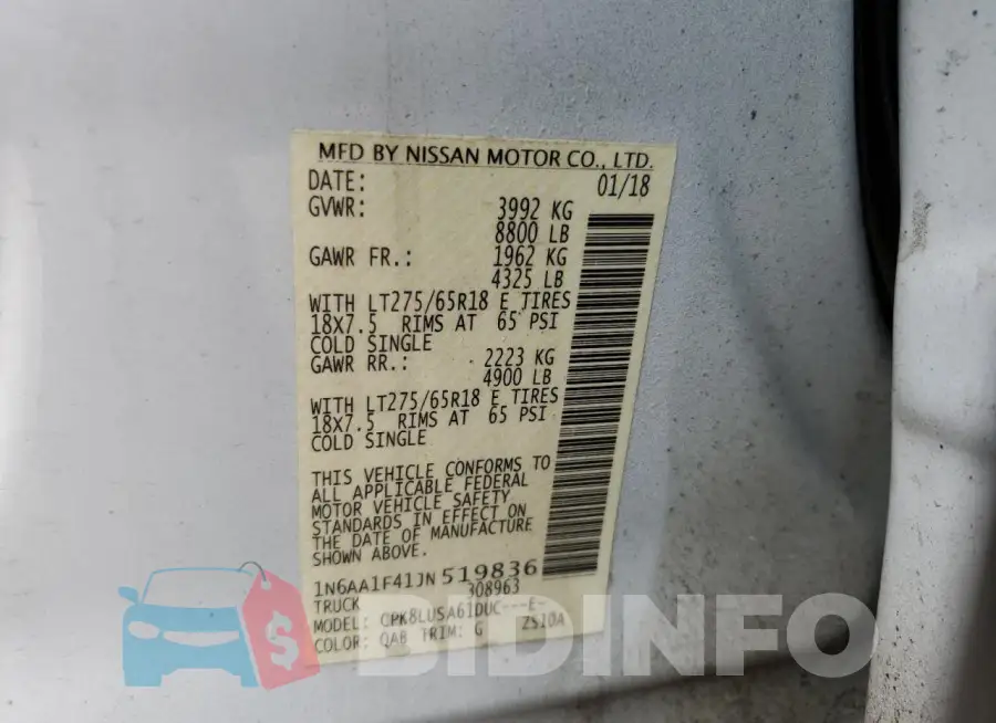 1N6AA1F41JN519836 Photo# 12
