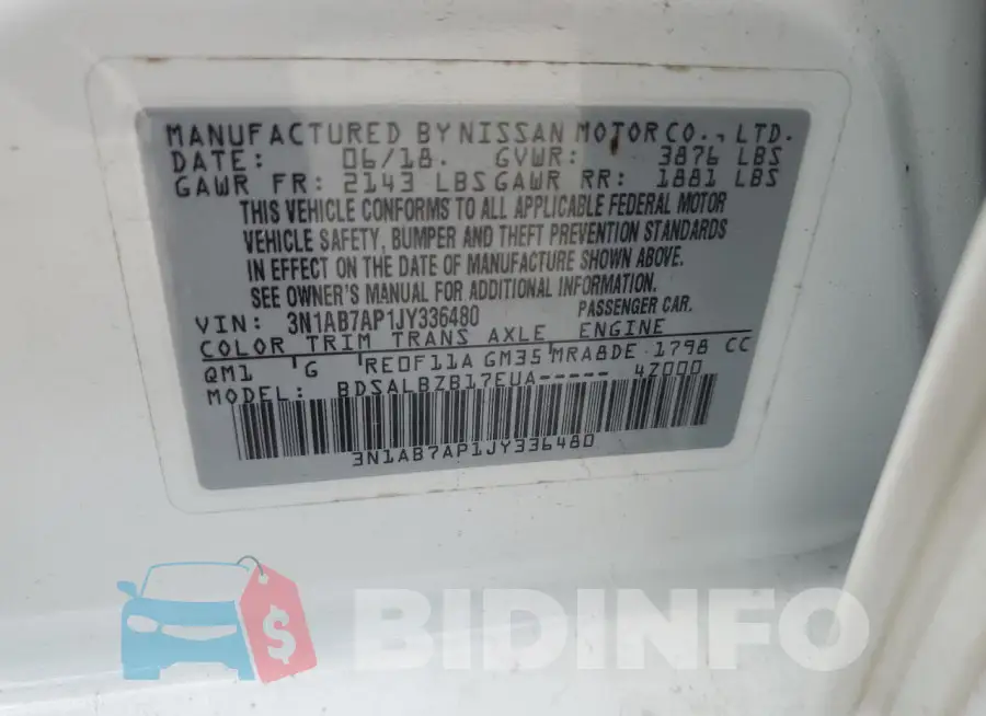 3N1AB7AP1JY336480 Photo# 12