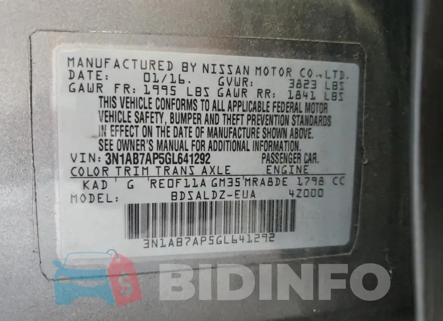 3N1AB7AP5GL641292 Photo# 12