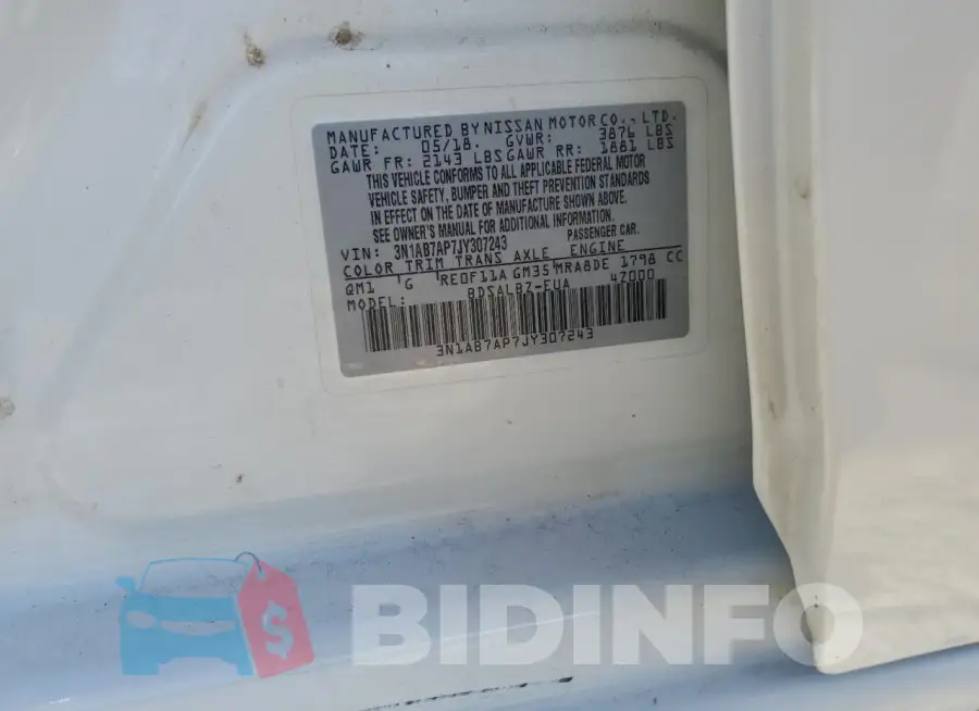 3N1AB7AP7JY307243 Photo# 12