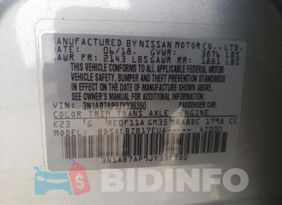 3N1AB7AP9JY338350 Photo# 12