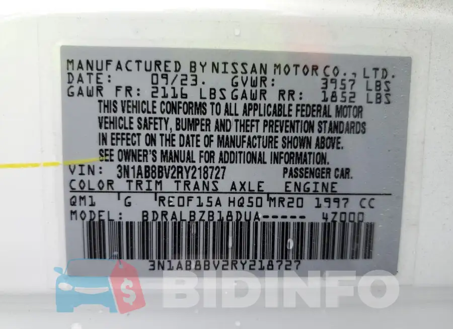 3N1AB8BV2RY218727 Photo# 12