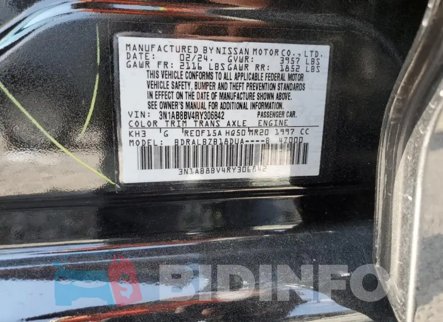 3N1AB8BV4RY306842 Photo# 12