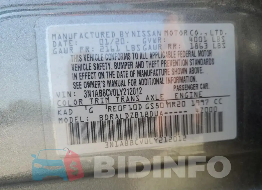 3N1AB8CV0LY212012 Photo# 12