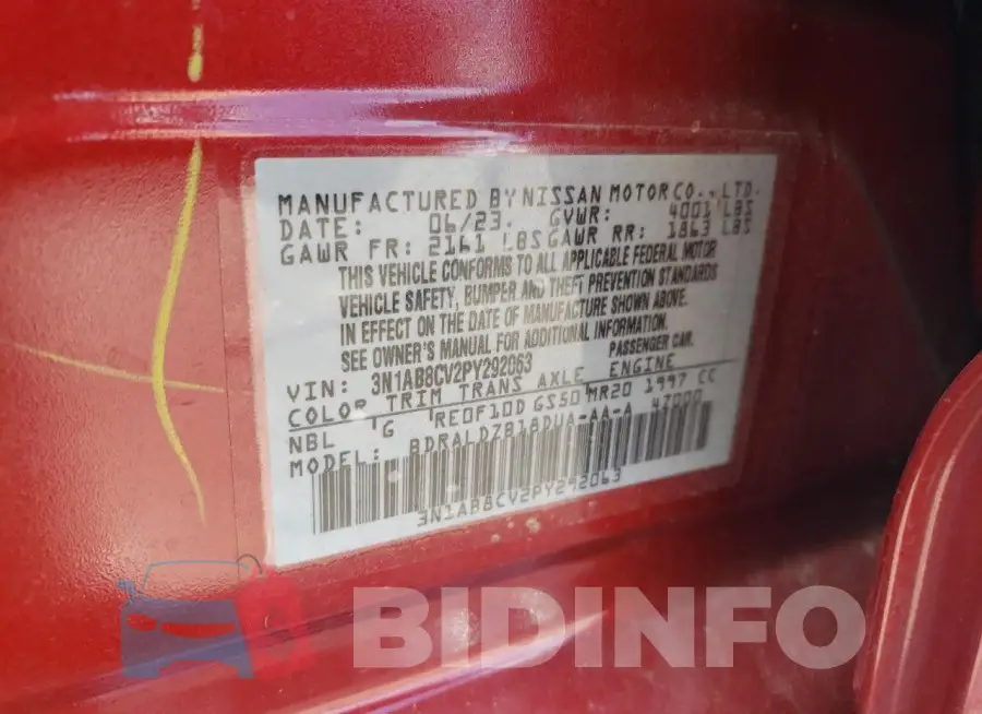 3N1AB8CV2PY292063 Photo# 12
