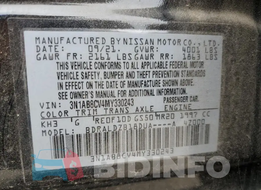 3N1AB8CV4MY330243 Photo# 12