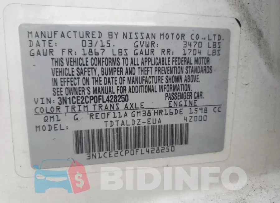 3N1CE2CP0FL428250 Photo# 13