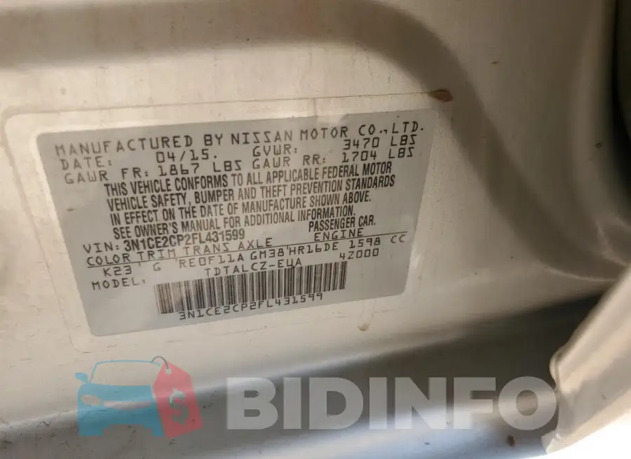 3N1CE2CP2FL431599 Photo# 12
