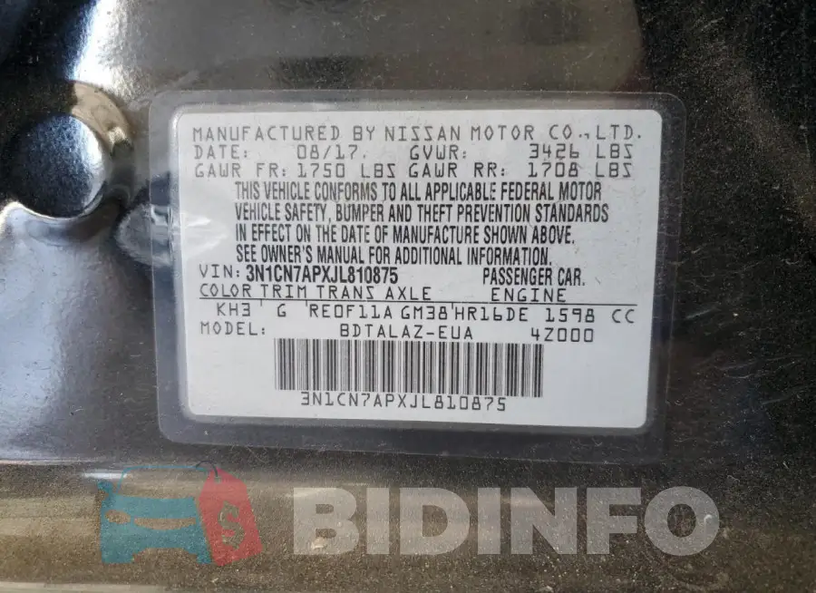 3N1CN7APXJL810875 Photo# 12