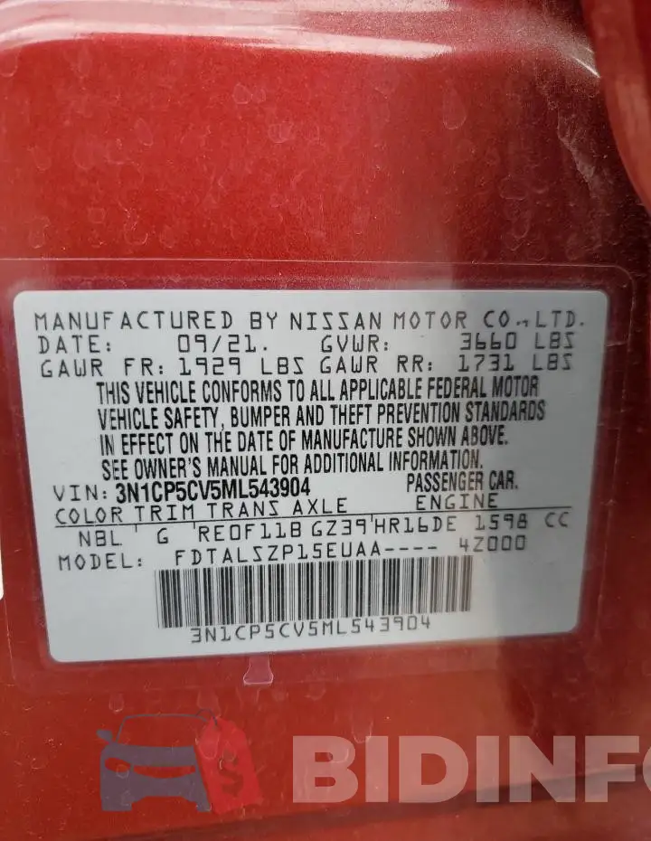 3N1CP5CV5ML543904 Photo# 12