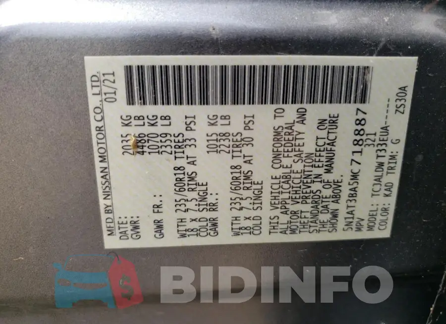 5N1AT3BA5MC718887 Photo# 13