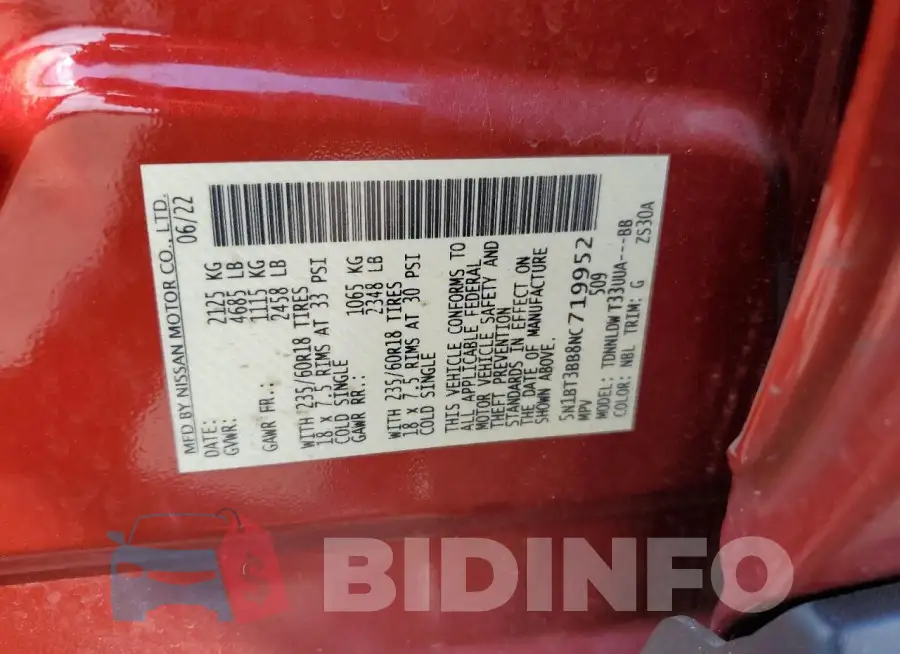 5N1BT3BB8NC719952 Photo# 14
