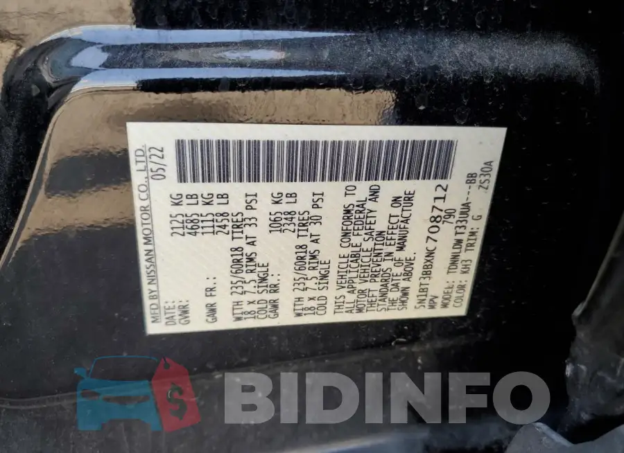 5N1BT3BBXNC708712 Photo# 12