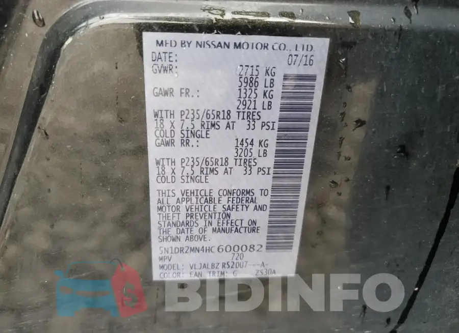 5N1DR2MN4HC600082 Photo# 13