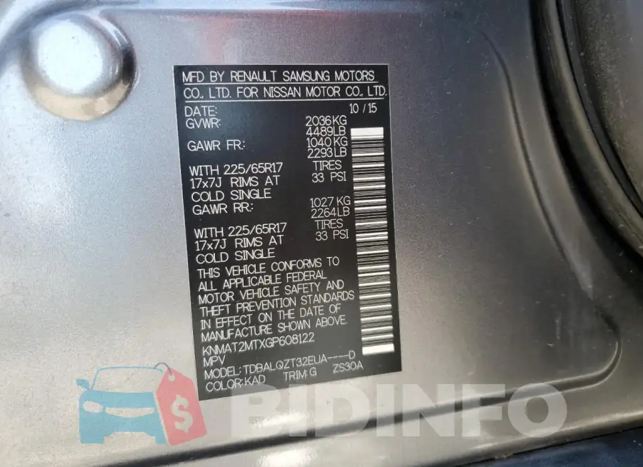 KNMAT2MTXGP608122 Photo# 14