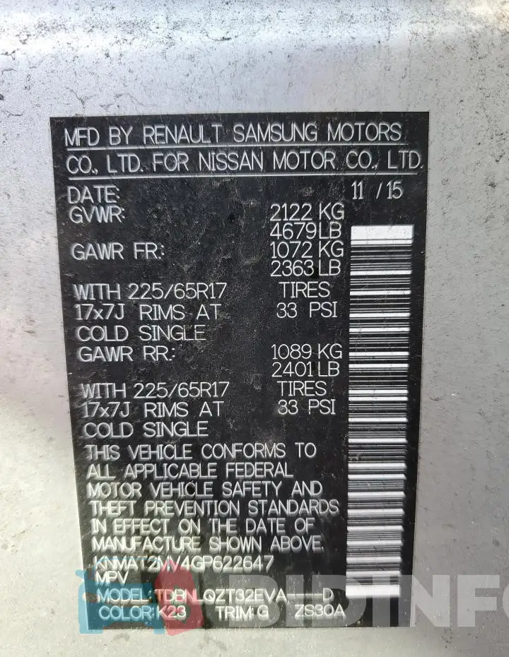 KNMAT2MV4GP622647 Photo# 13