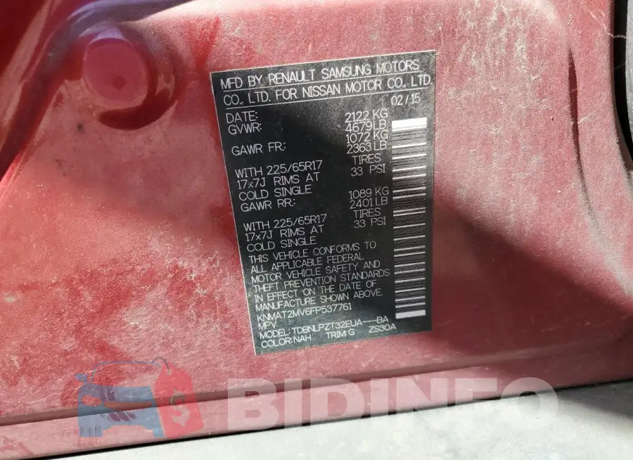 KNMAT2MV6FP537761 Photo# 13