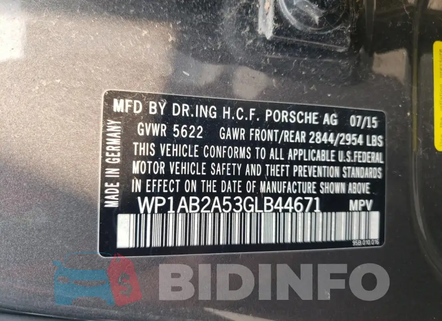 WP1AB2A53GLB44671 Photo# 14