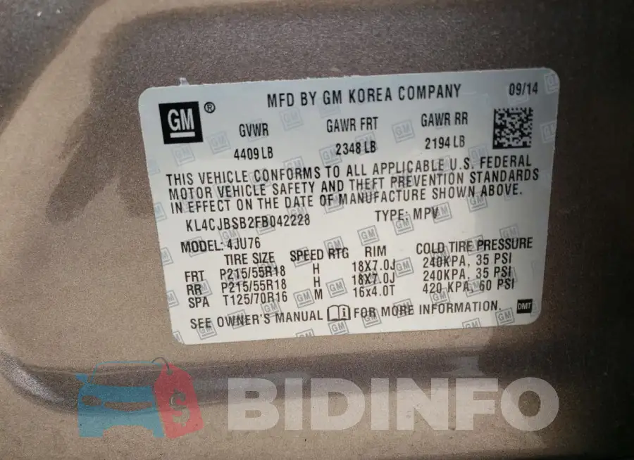 KL4CJBSB2FB042228 Photo# 13