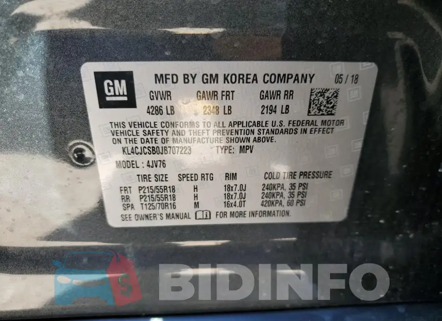 KL4CJCSB0JB707223 Photo# 12