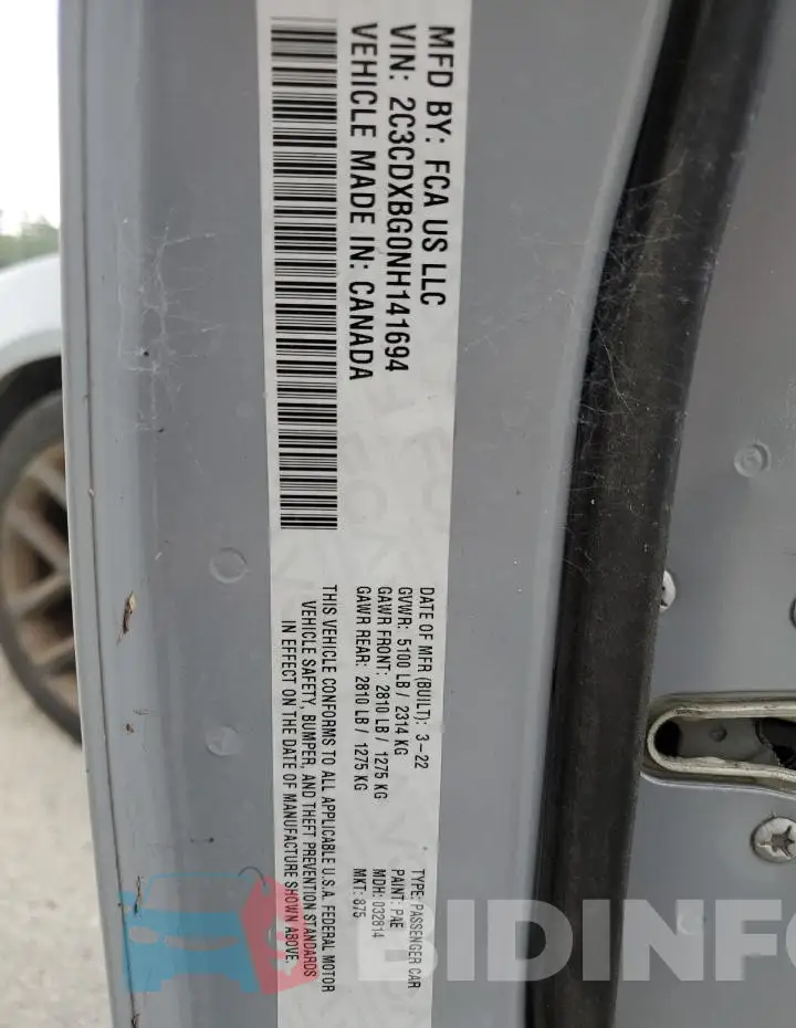 2C3CDXBG0NH141694 Photo# 13
