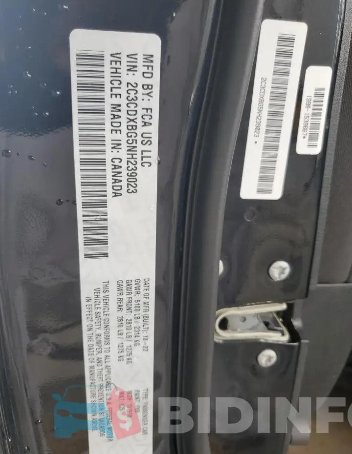 2C3CDXBG5NH239023 Photo# 12