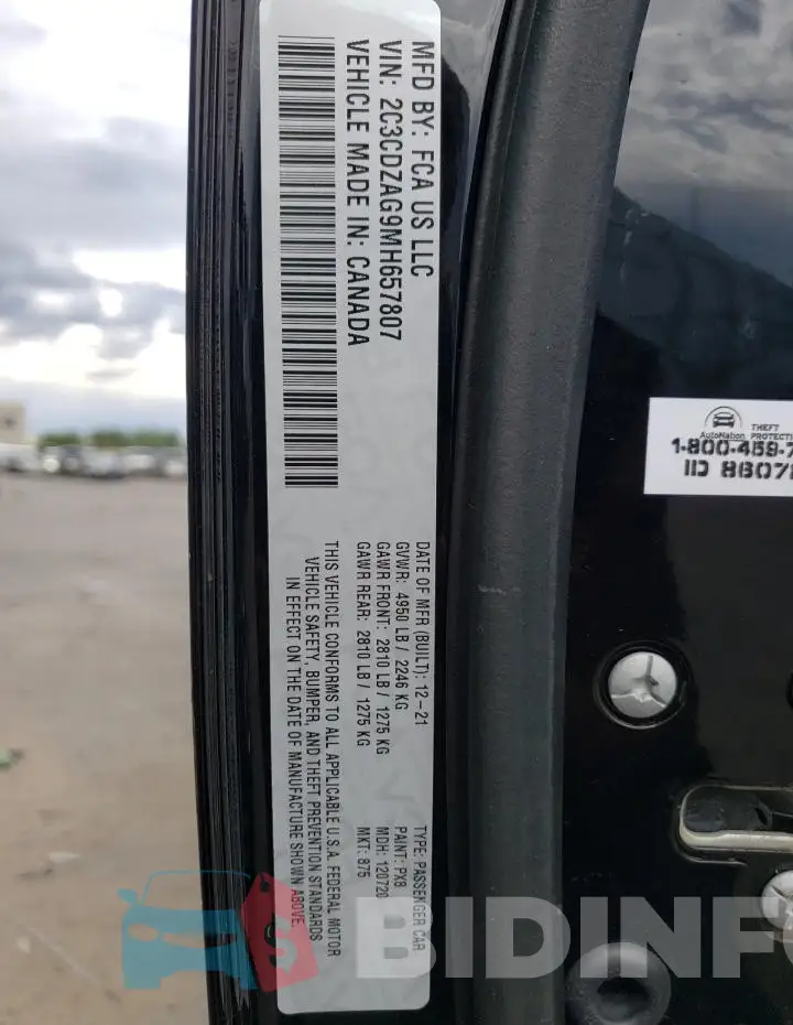 2C3CDZAG9MH657807 Photo# 12
