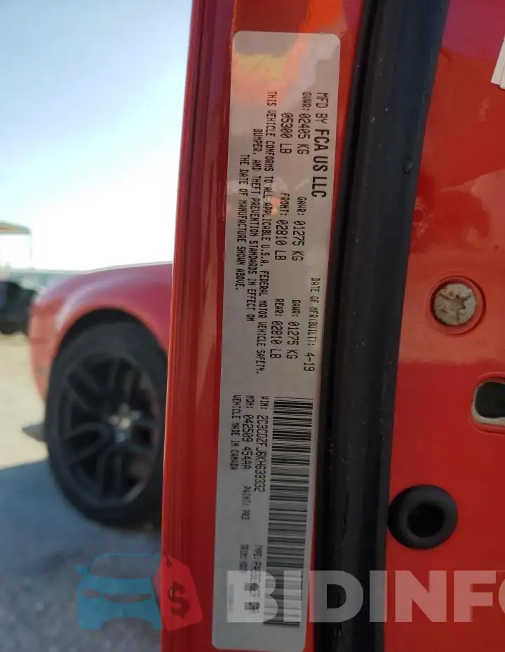 2C3CDZFJ6KH639332 Photo# 12