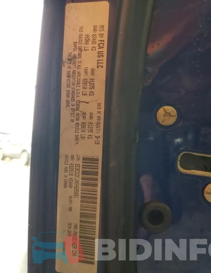 2C3CDZFJXKH625661 Photo# 13