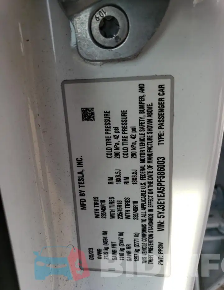 5YJ3E1EA5PF586003 Photo# 12