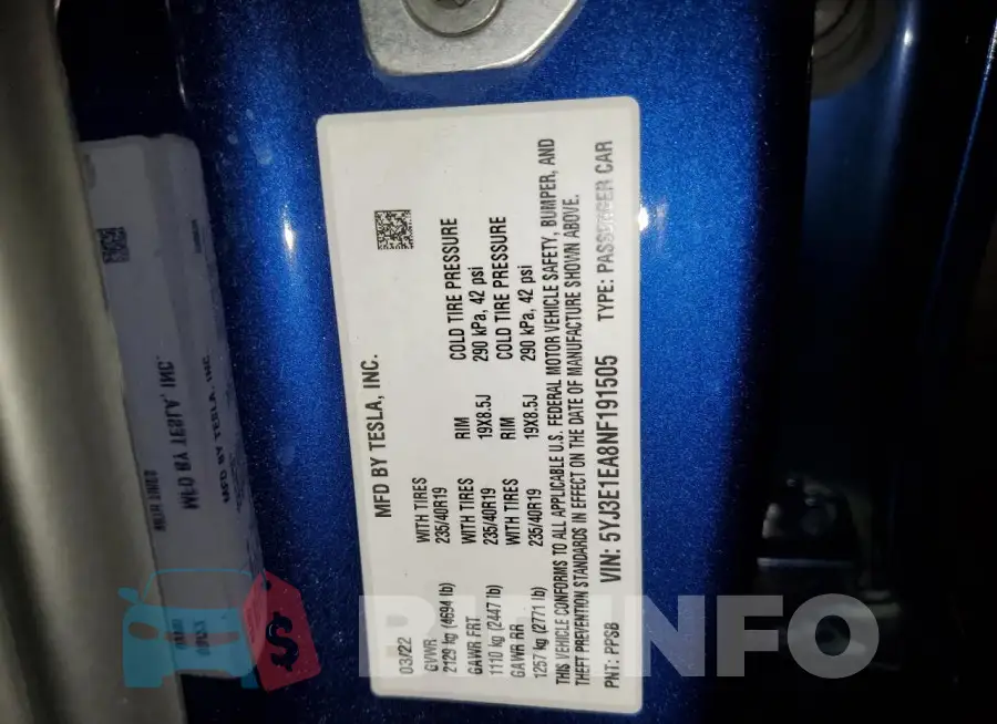 5YJ3E1EA8NF191505 Photo# 12